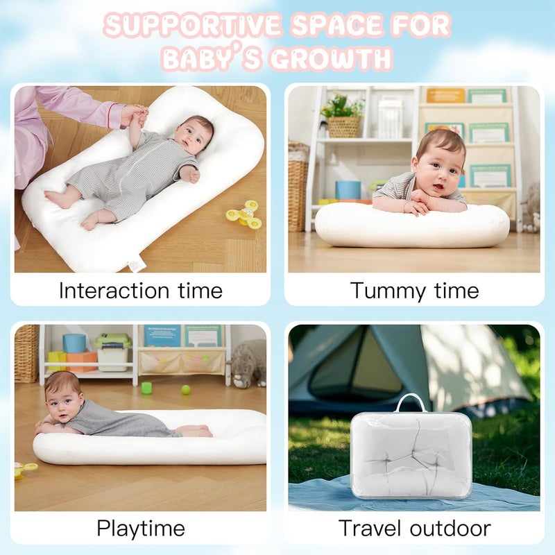 PGONEEE Baby Lounger for Newborn, Bionic Design Baby Lounger, Soft Organic Cotton Breathable Lounger for Infants 0-18 Months (White) - Image 2